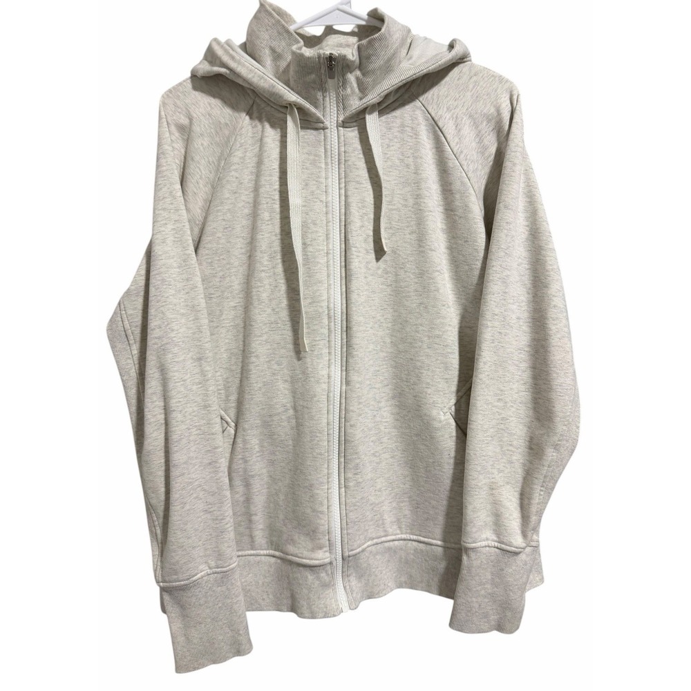 Athleta Triumph Hoodie Sweatshirt Oatmeal Full Zip Jacket Women's Size XL